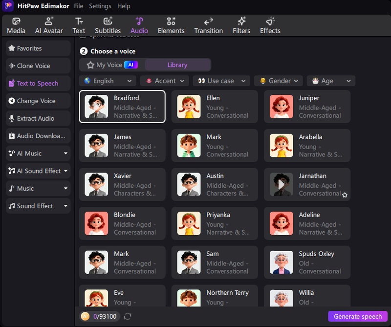 Edimakor Ai Voice Library