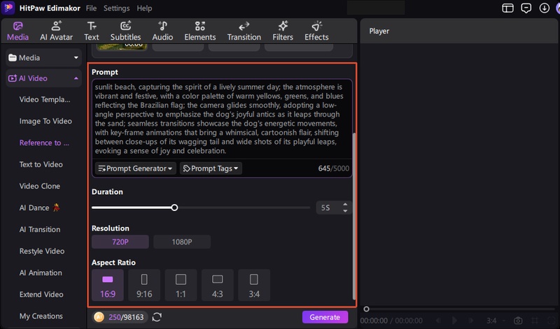 Edimakor Generate Reference Video