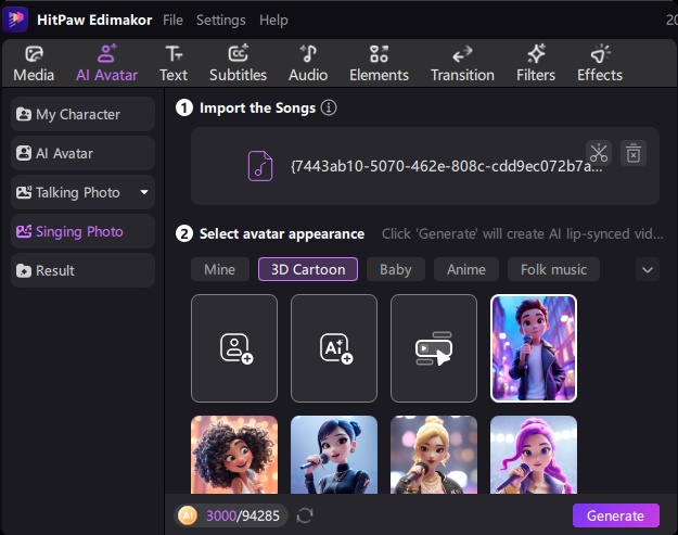 Edimakor Singing Photo Generator