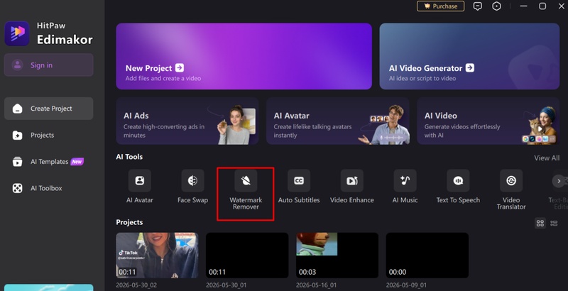 edimakor TikTok video watermark removal step 1