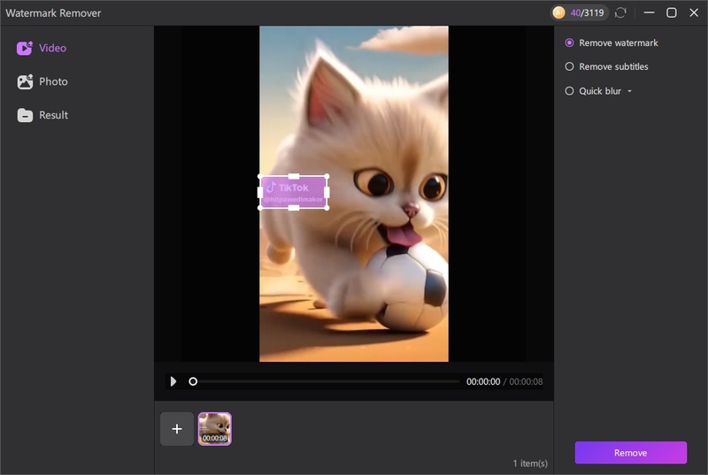 edimakor TikTok video watermark removal step 2