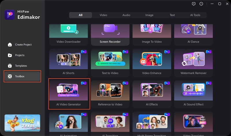Edimakor Toolbox Ai Video Generator