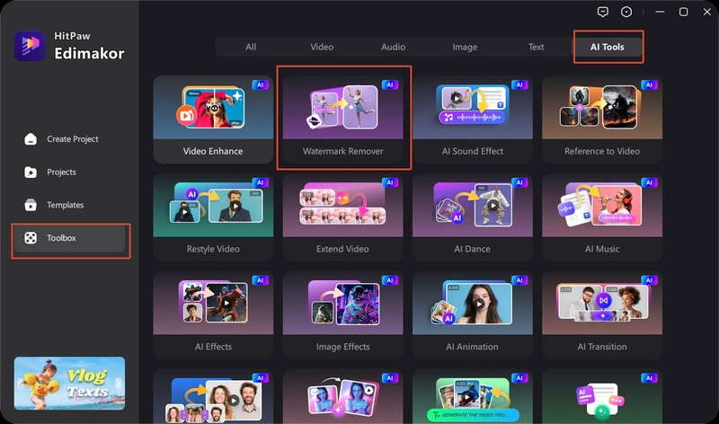 Edimakor Toolbox Ai Watermark Remover