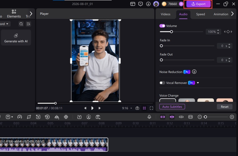 Editing and exporting the video ad