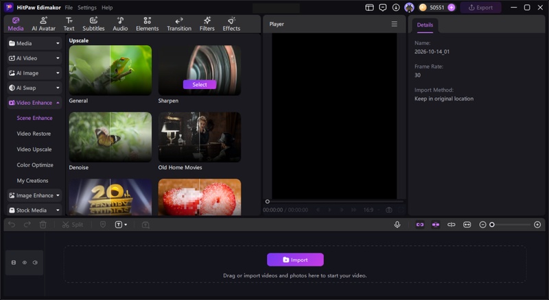 Text: Enhance video clips or image with edimakor