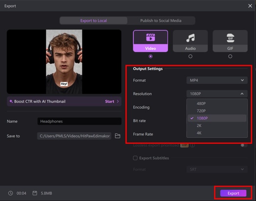 Exporting the video from Edimakor for Reels and ads