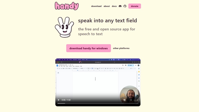 handy open source voice to text tool interface
