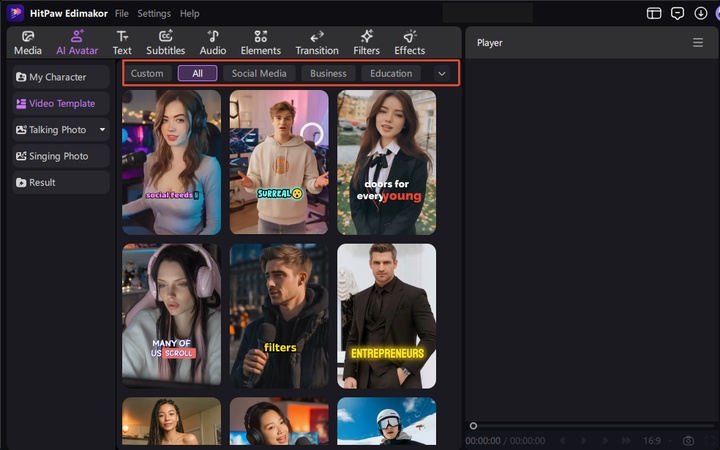 HitPaw Edimakor fundraising template selection