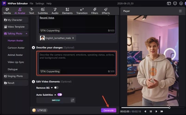 HitPaw Edimakor video generation with subtitles