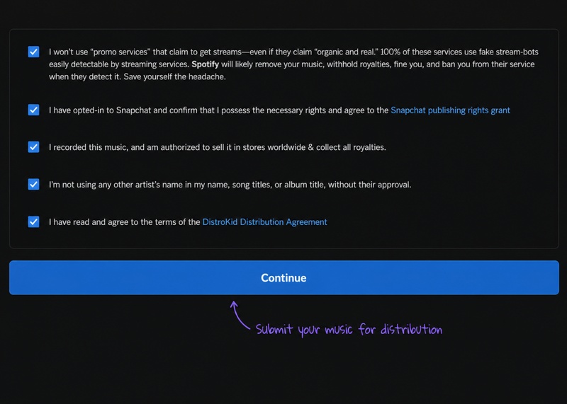 Submit music for Spotify distribution