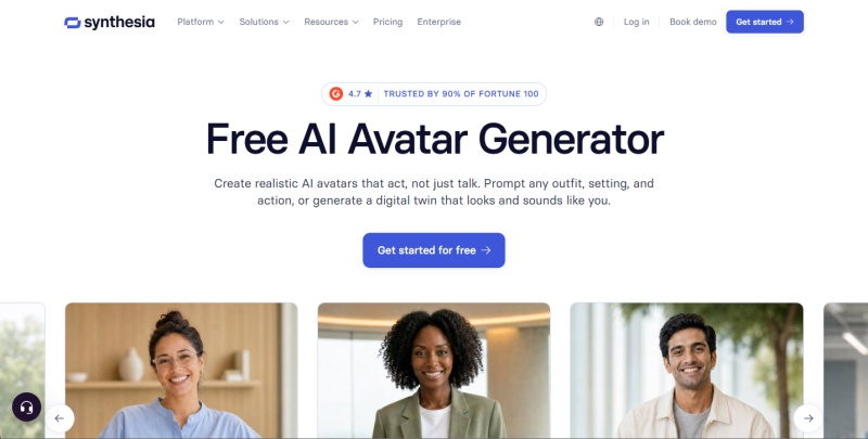 synthesia ai avatar  tool interface
