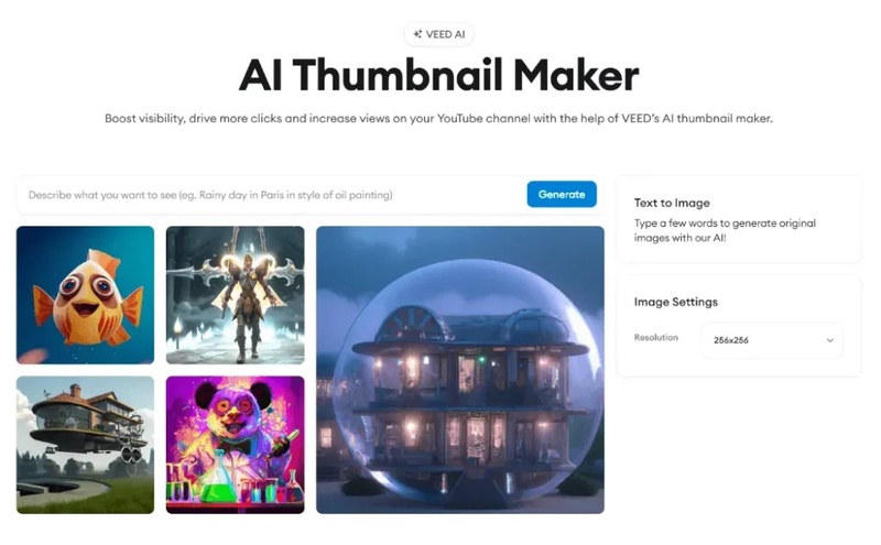 Veed AI generating thumbnails for YouTube Shorts and videos