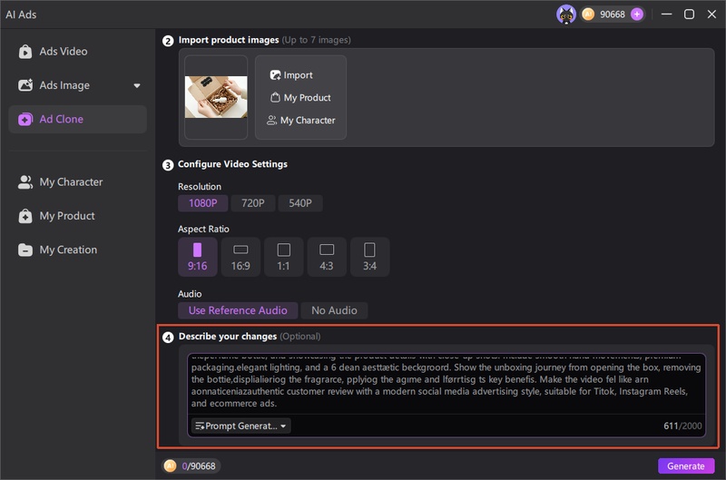 write prompt in hitpaw edimakor the ai ugc video generator