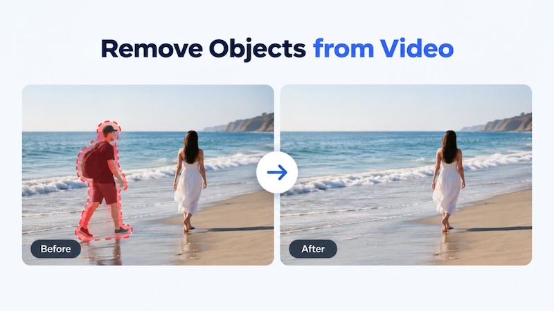 Remove unwanted objects from video before and after comparison