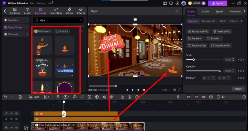 Adding text and stickers on the video