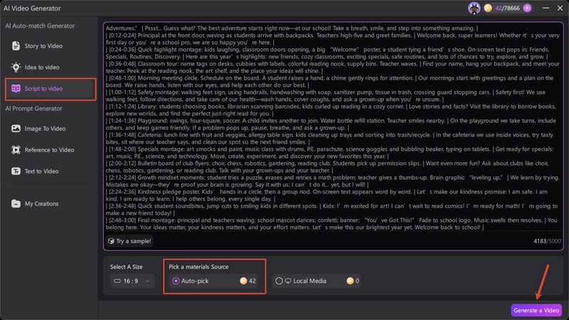 Ai Video Generator Script to Video