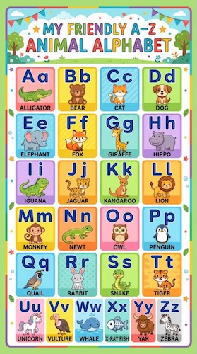 alphabet learning poster for kids
