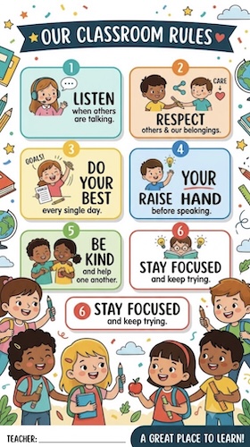 colorful classroom rules poster ideas