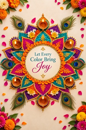 colorful diwali rangoli greeting card