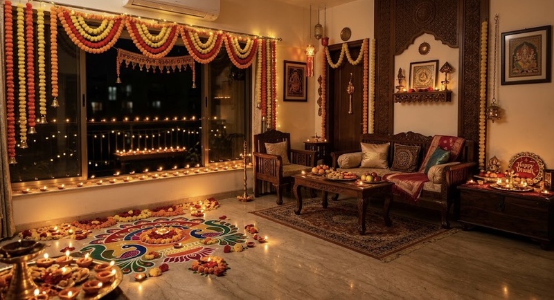 diwali ai image prompts for home backgrounds