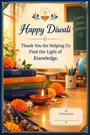 diwali greeting card for teachers