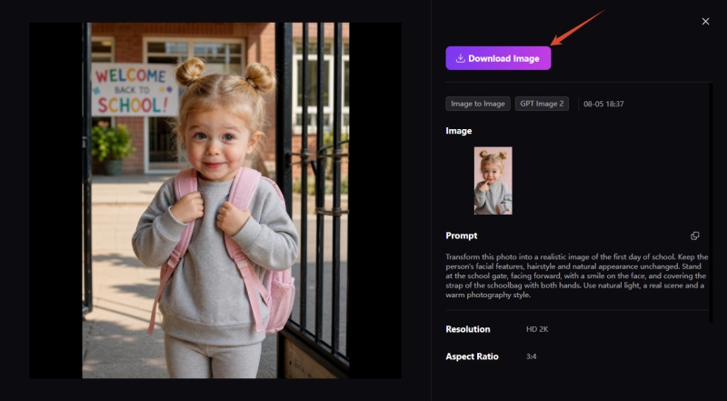 download and share ai first day of school photo