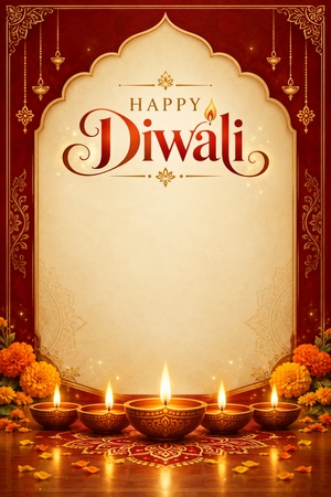 elegant red gold diwali card