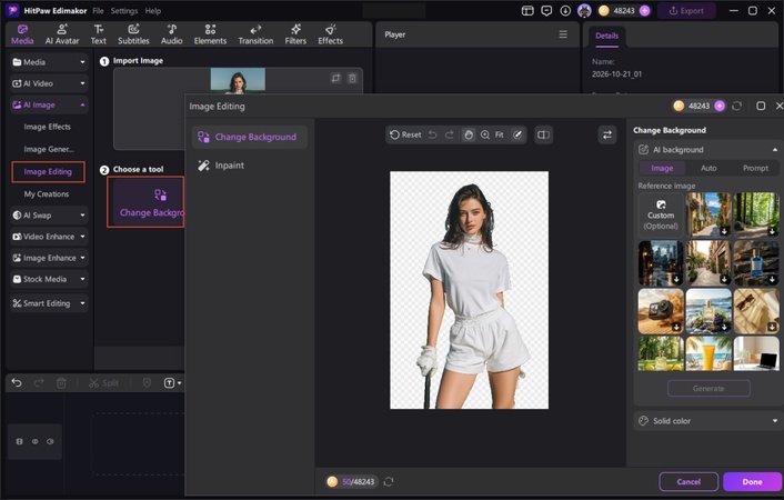 Generate the Background with Edimakor Image Editing