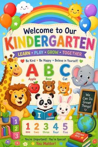 kindergarten classroom learning poster