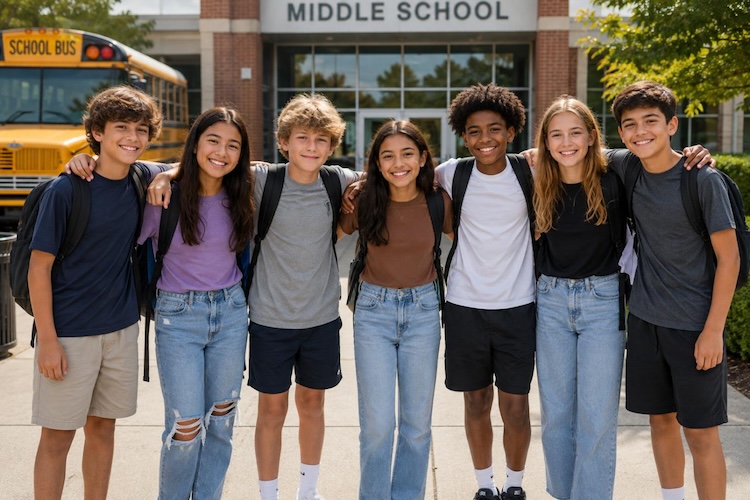 middle school friends first day photo
