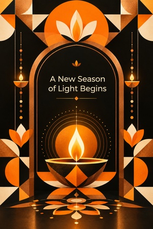 modern geometric diwali greeting card