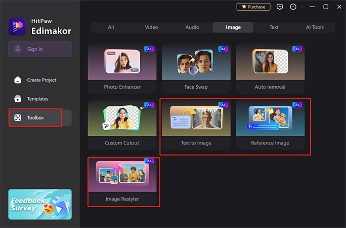 Opening AI Image Tool on Edimakor