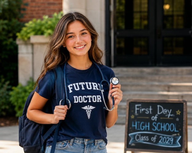 student holding future career prop