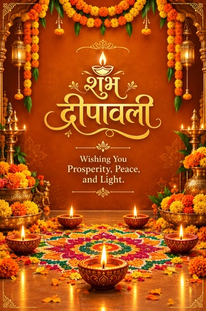 traditional diwali card with diyas