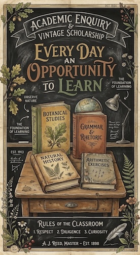 vintage classroom educational poster design