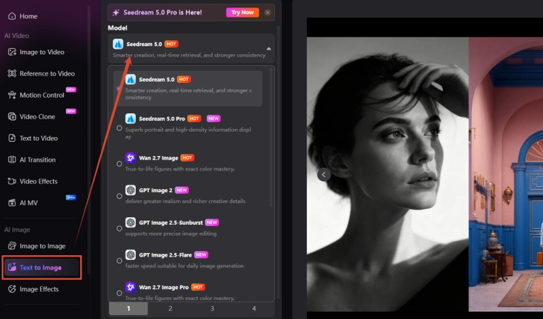 edimakor text to image ai model selection