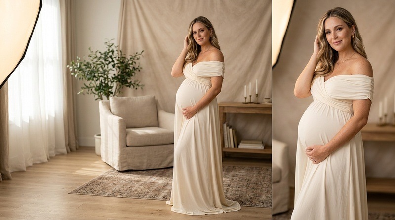 elegant studio maternity portrait