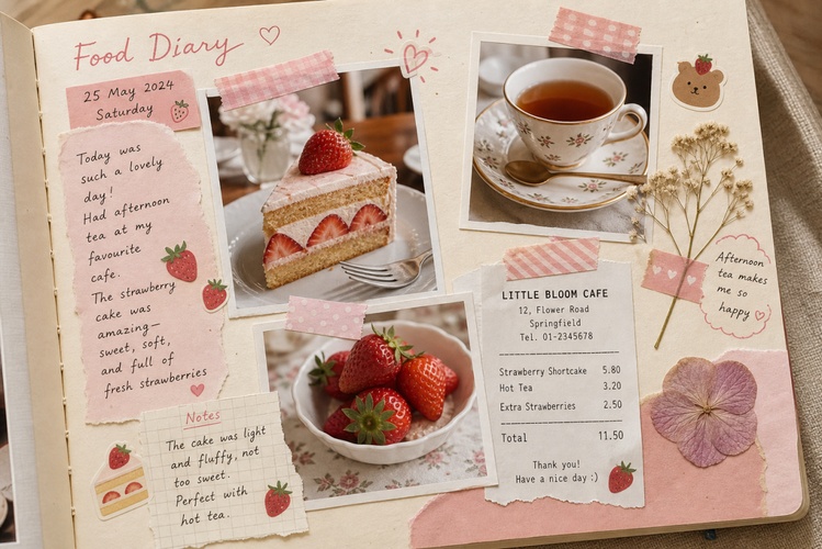 food diary scrapbook