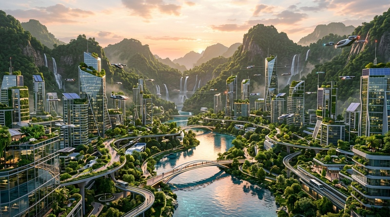 paysage de ville écologique futuriste