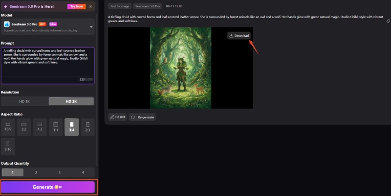 generate and download ai character artwork
