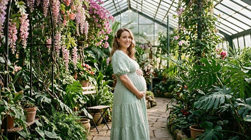 greenhouse maternity shoot