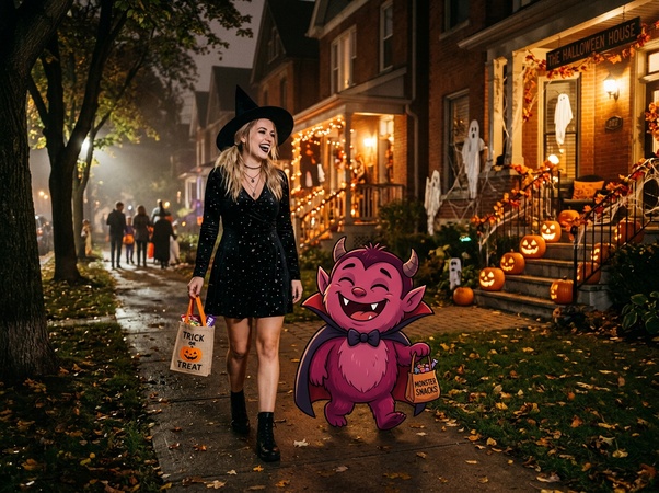 Une soirée d'Halloween avec un personnage de dessin animé