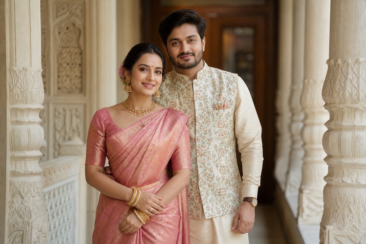 indian couple in traditional attire