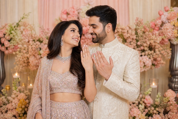 indian engagement couple