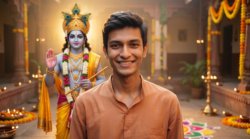 krishna blessing the devotee