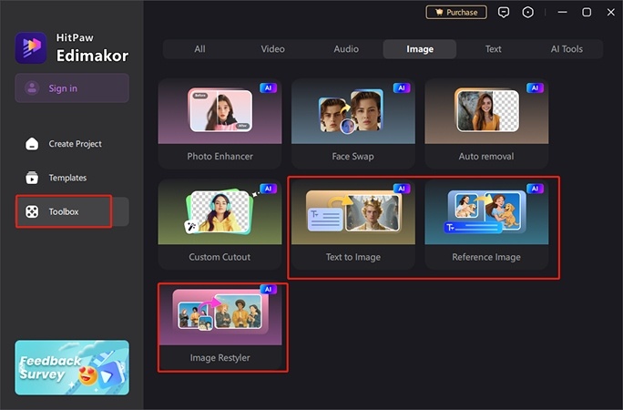 launch ai image and select text to image