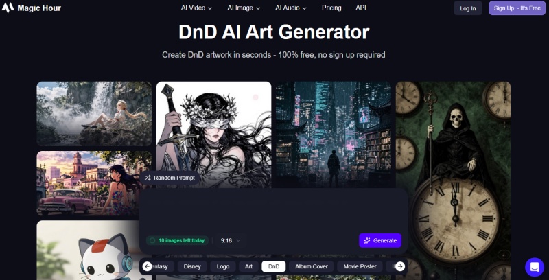 Magic Hour DnD 캐릭터 아트 생성기