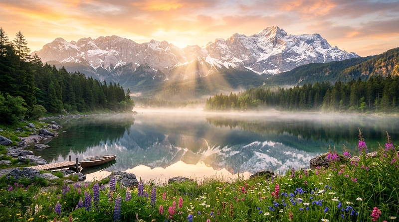 majestueux lever de soleil alpin
