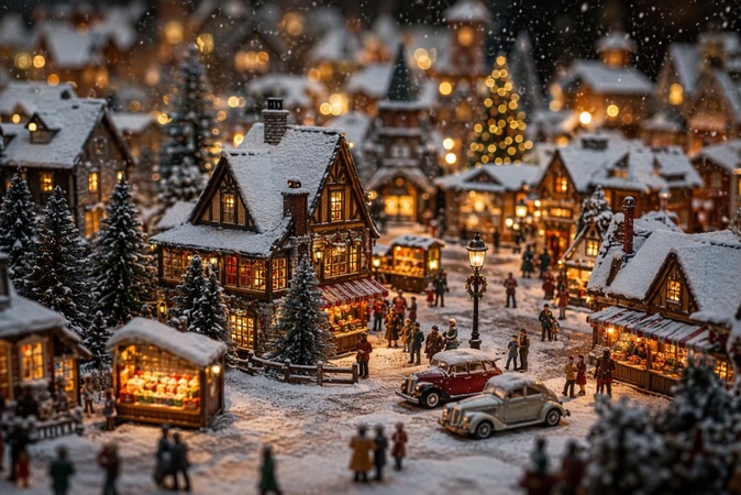 village d'hiver miniature
