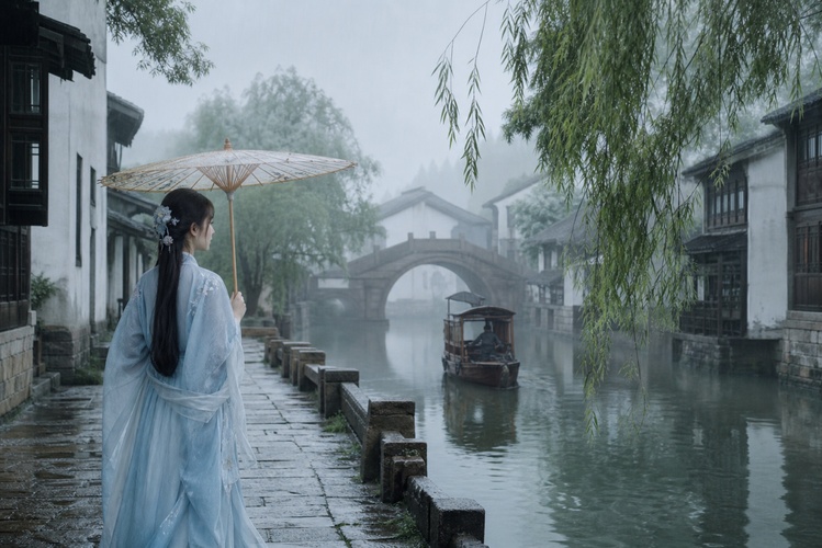 rainy Jiangnan town